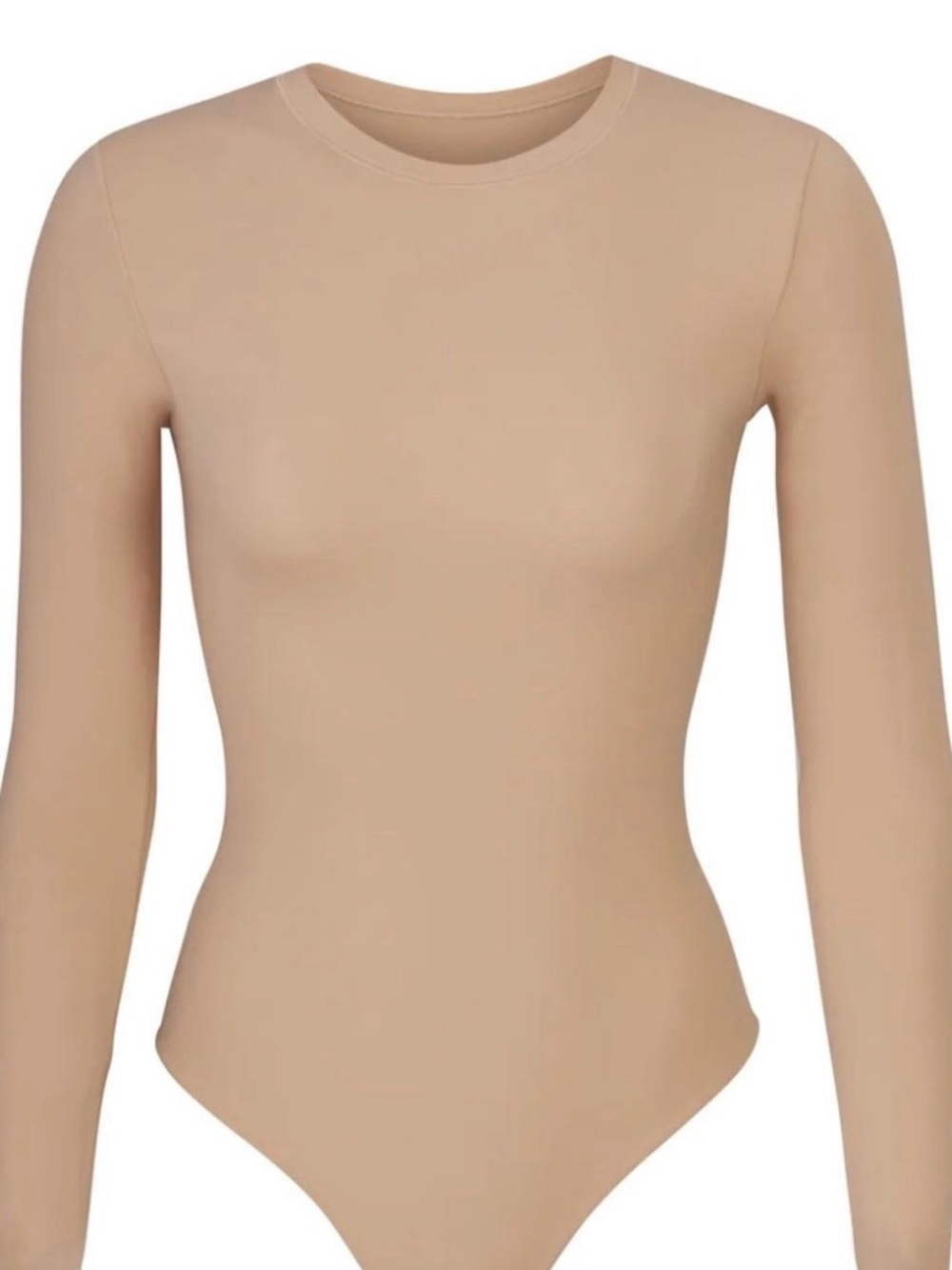 SKIMS Long Sleeve Fits Everybody Crewneck Bodysuit - Nude
